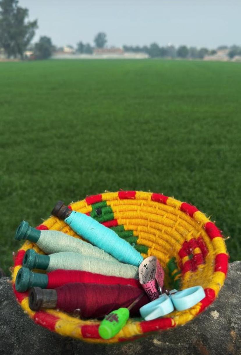 Basket of coloured yarns