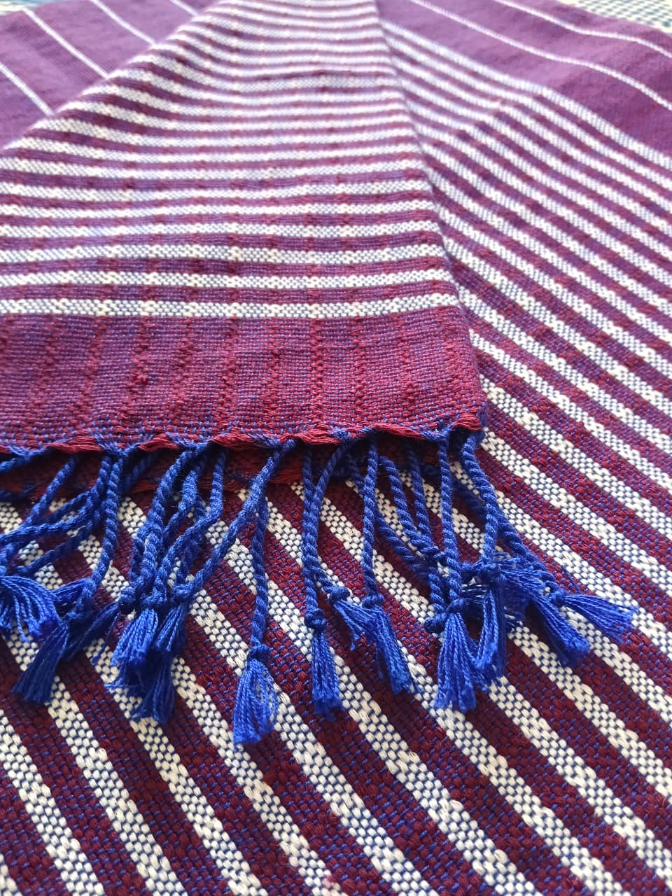 Wine & Ivory Stripe Khes — detail